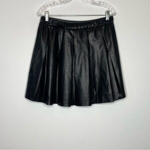 SO Black Faux Leather Pleated Skirt